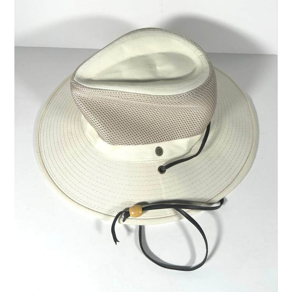 Coolibar Walkabout UPF 50+ Wide Brim Sun Hat Mesh Ventilated Cream XXL Men's